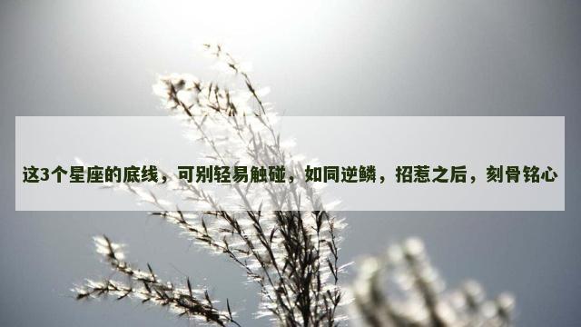 这3个星座的底线，可别轻易触碰，如同逆鳞，招惹之后，刻骨铭心